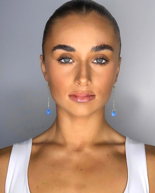 Rosie drop earrings in cornflower blue