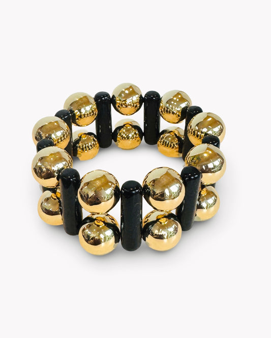 Casino royale gold + black double cuff bracelet