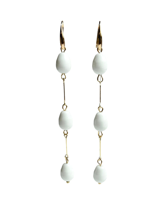 White crystal gold raindrop earrings