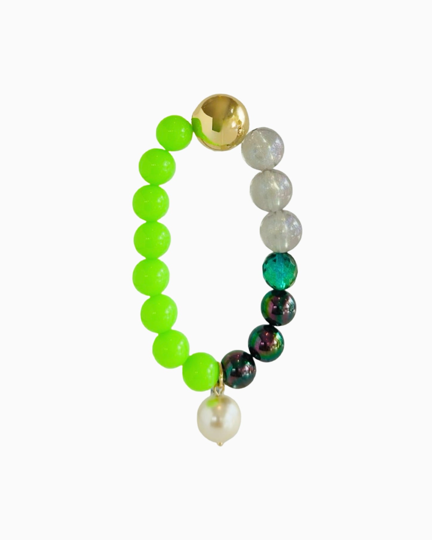 Juju glint Lime Green, gold crystal charm bracelet