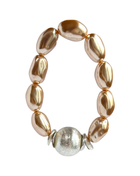 Glenda deepest gold limited edition Japanese vintage lucite pearl + silver bracelet