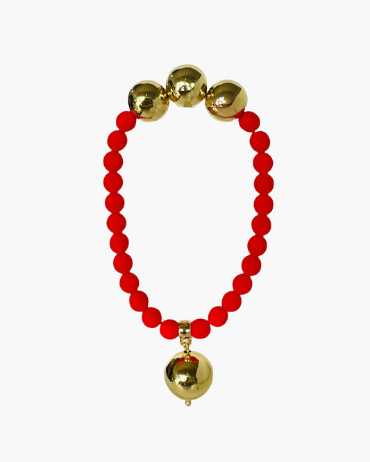 Betty boo rusty red Matt crystal pearl gold drop charm bracelet