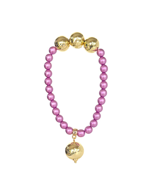 Betty boo Purple haze crystal pearl gold, drop charm bracelet