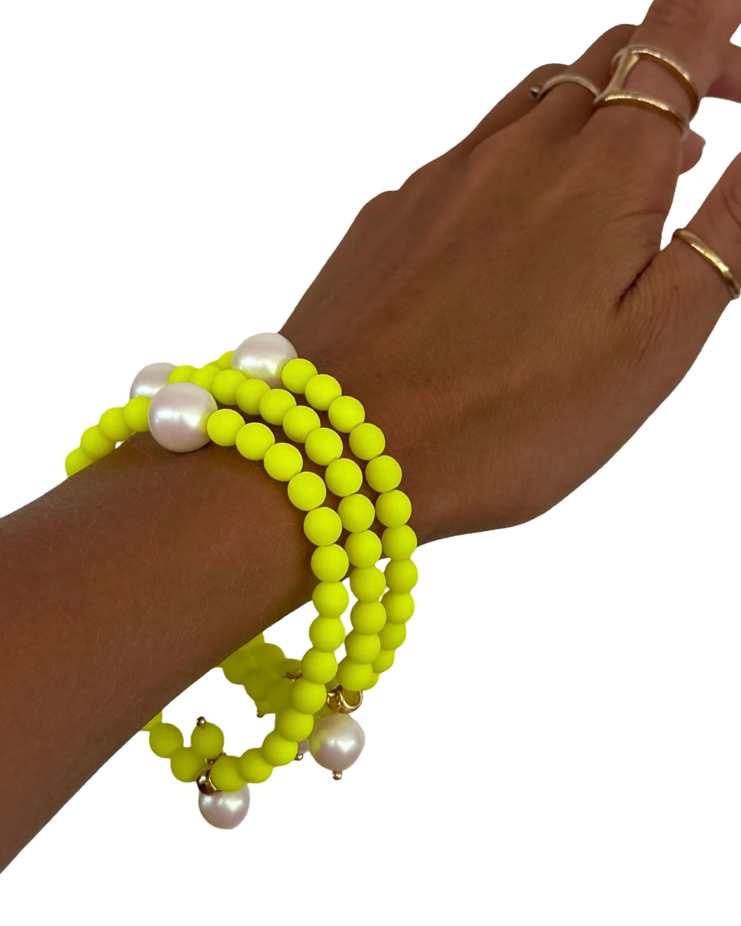 Lush lollipop neon yellow crystal pearl charm bracelet