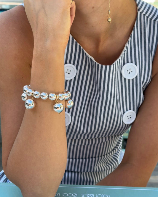 Charmed life silver multi drop charm bracelet