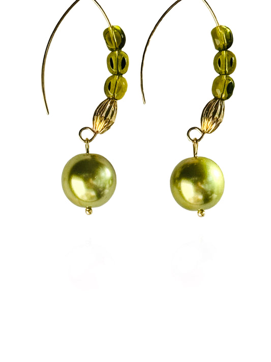 Carrie Olive crystal gold drop earrings