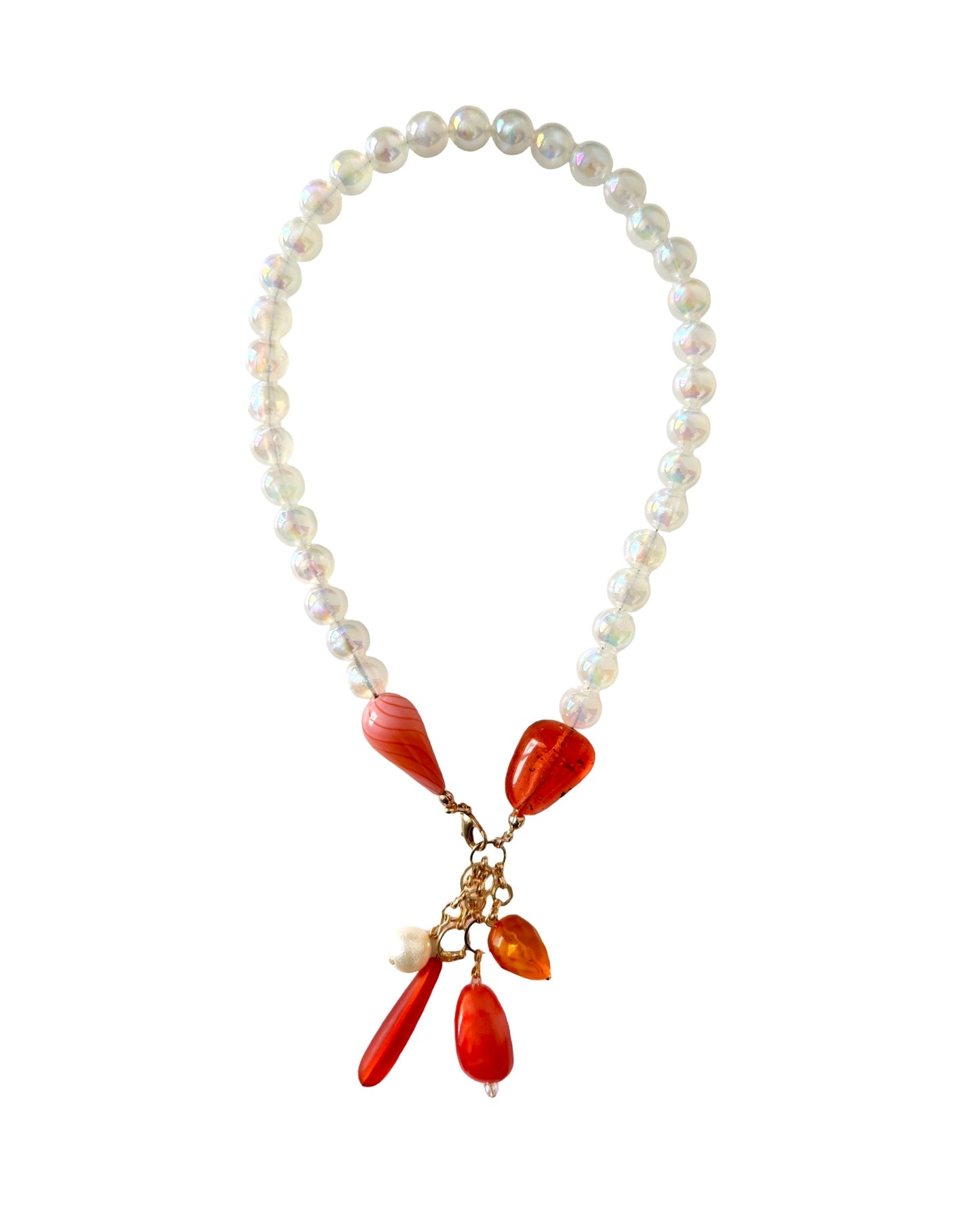 Annika sunset orange vintage + lucite drop necklace