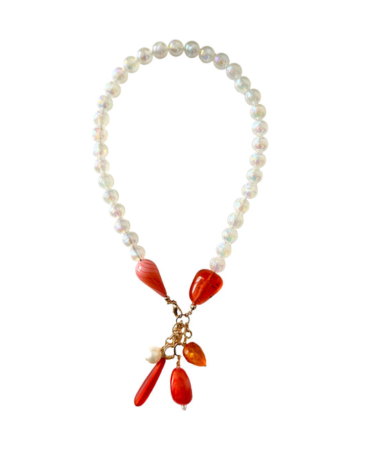 Annika sunset orange vintage + lucite drop necklace