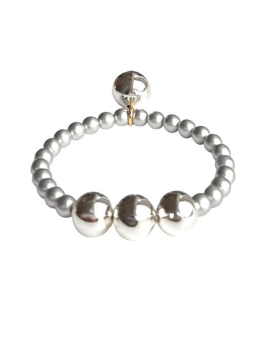 Betty boo silver stream crystal pearl silver beaded bracelet