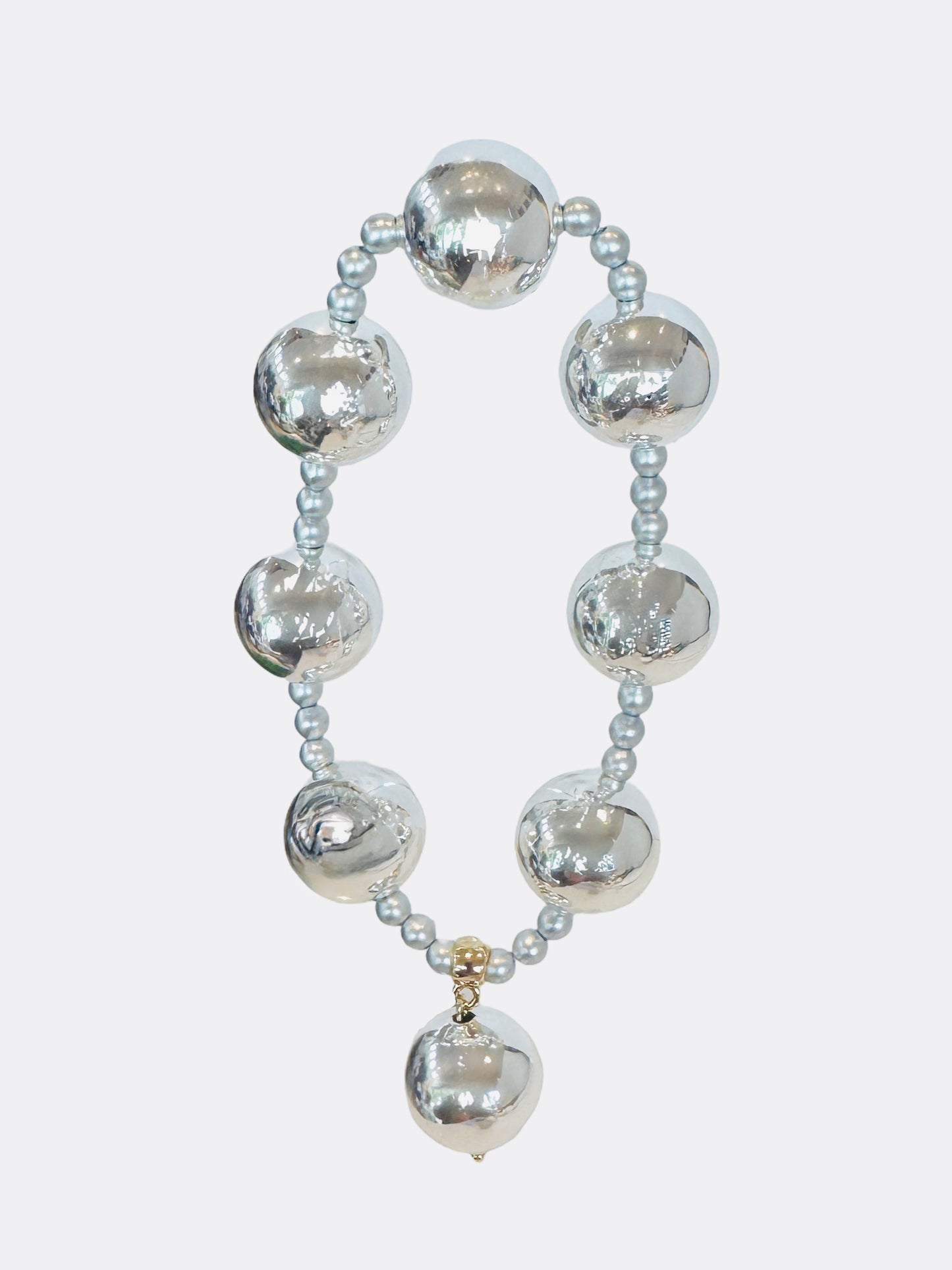 Penny plum silver stream crystal pearl bracelet, silver drop charm