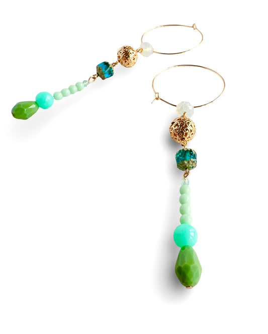 Carribean sea drop hoop earrings