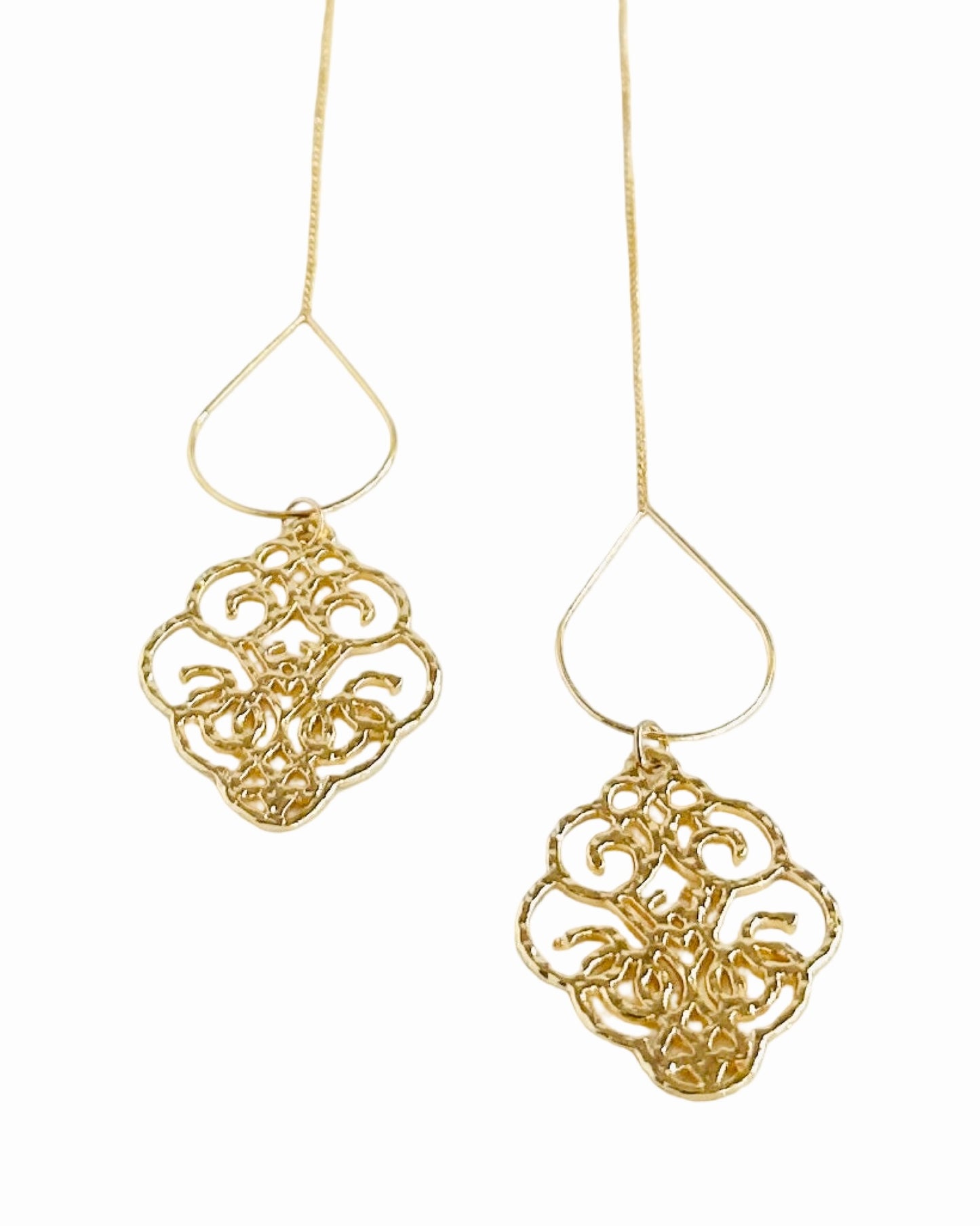 Serefina filigree drop threader earrings