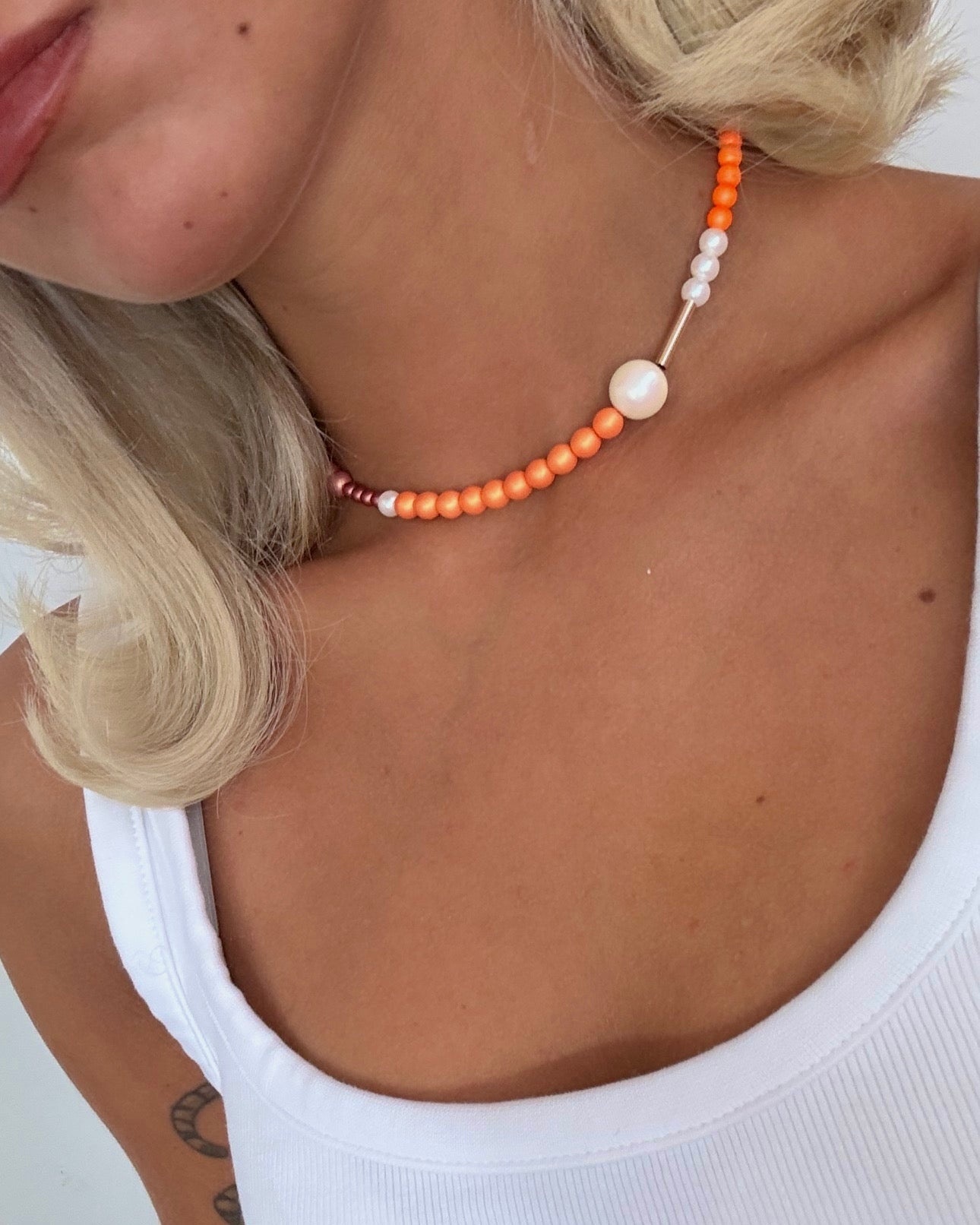 Rainbow Princess | Tangerine Crystal Pearl Choker