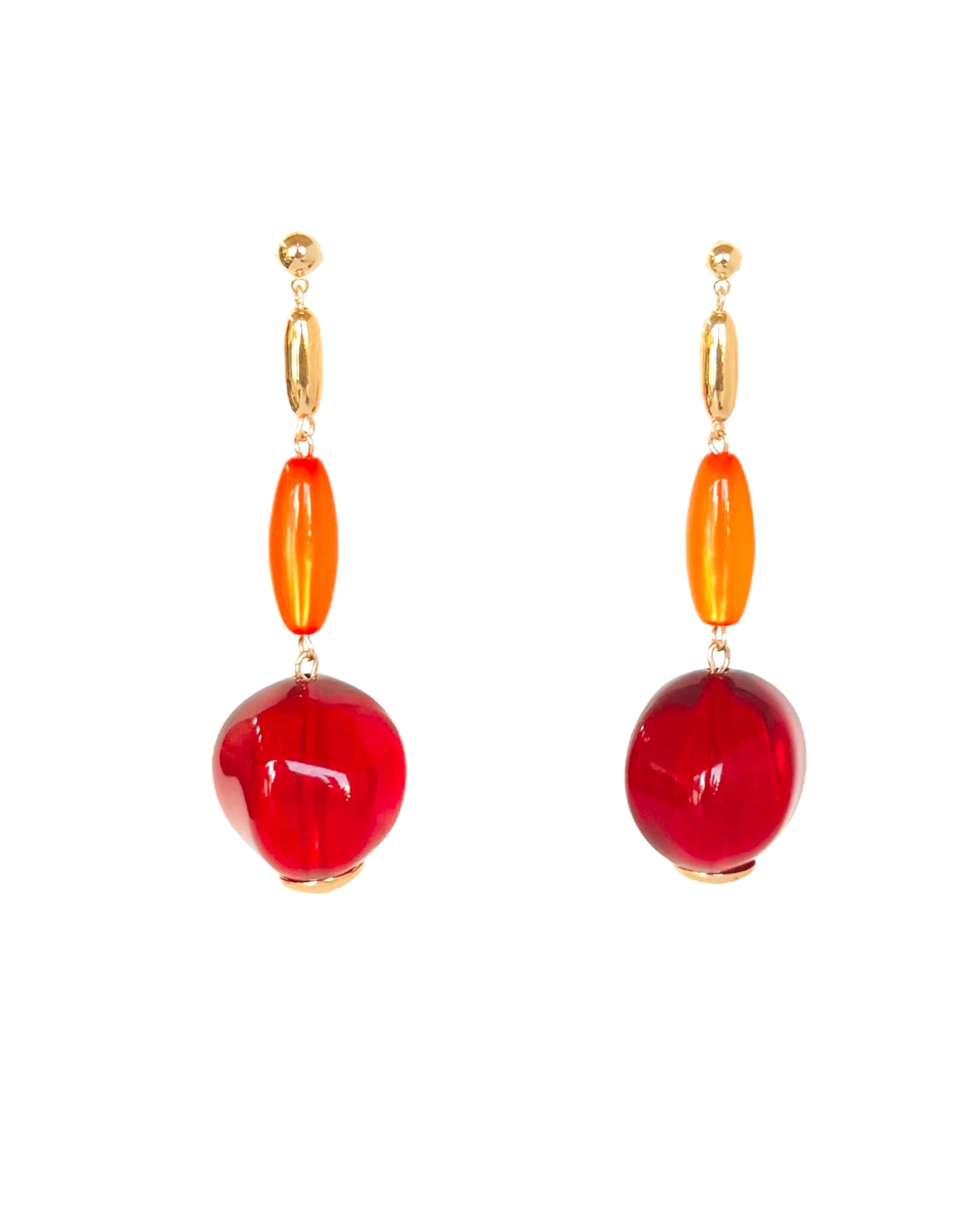 Lolita vintage red beaded drop earrings