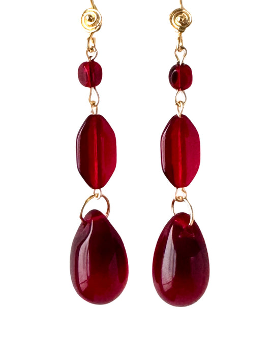 Ruby Rouge Crystal Drop Earrings