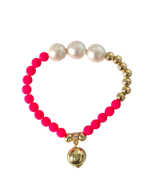 Babs butterfly Neon Pink | crystal & gold bracelet