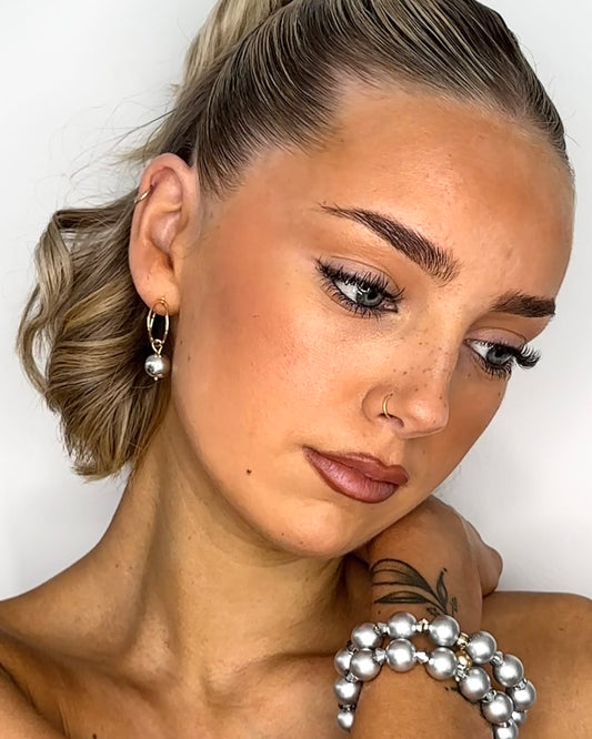 Celeste silver + gold hoop earrings