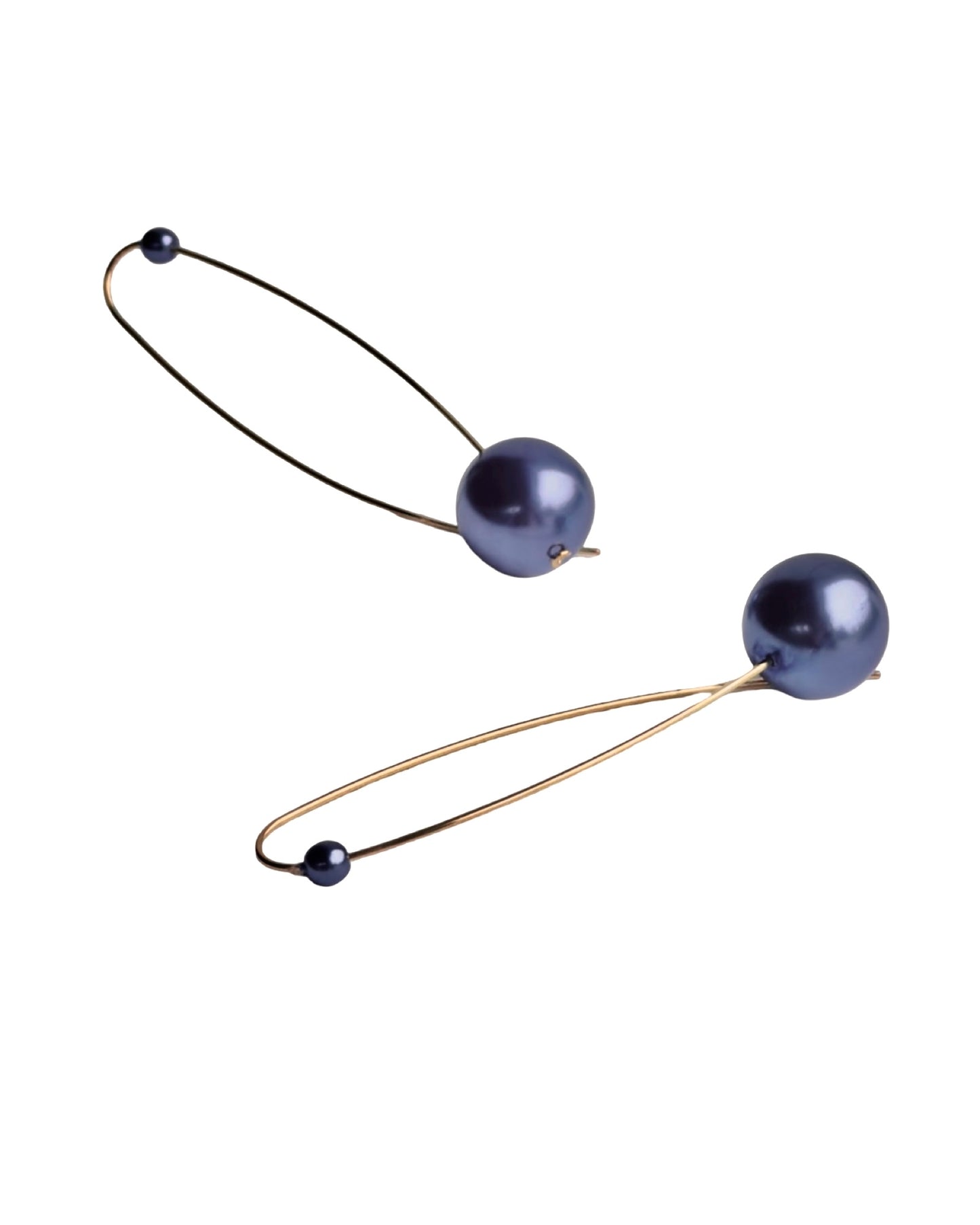 Lola blush deep navy large crystal  pearl drop earrings