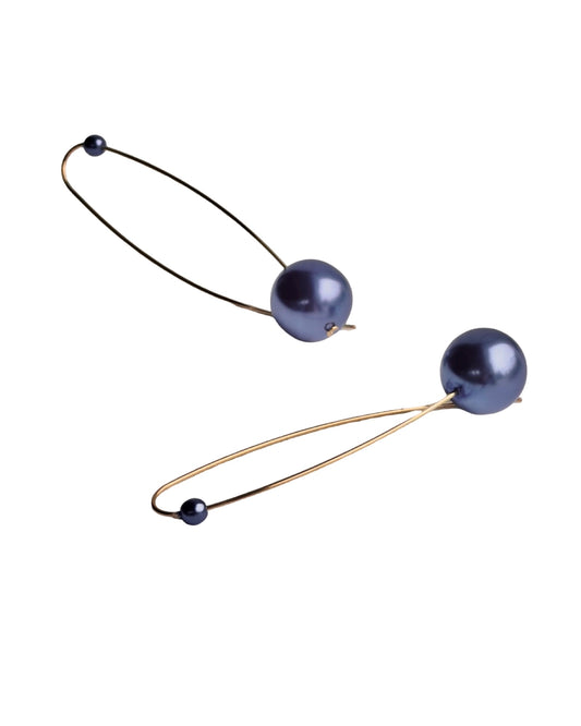 Lola blush deep navy large crystal  pearl drop earrings