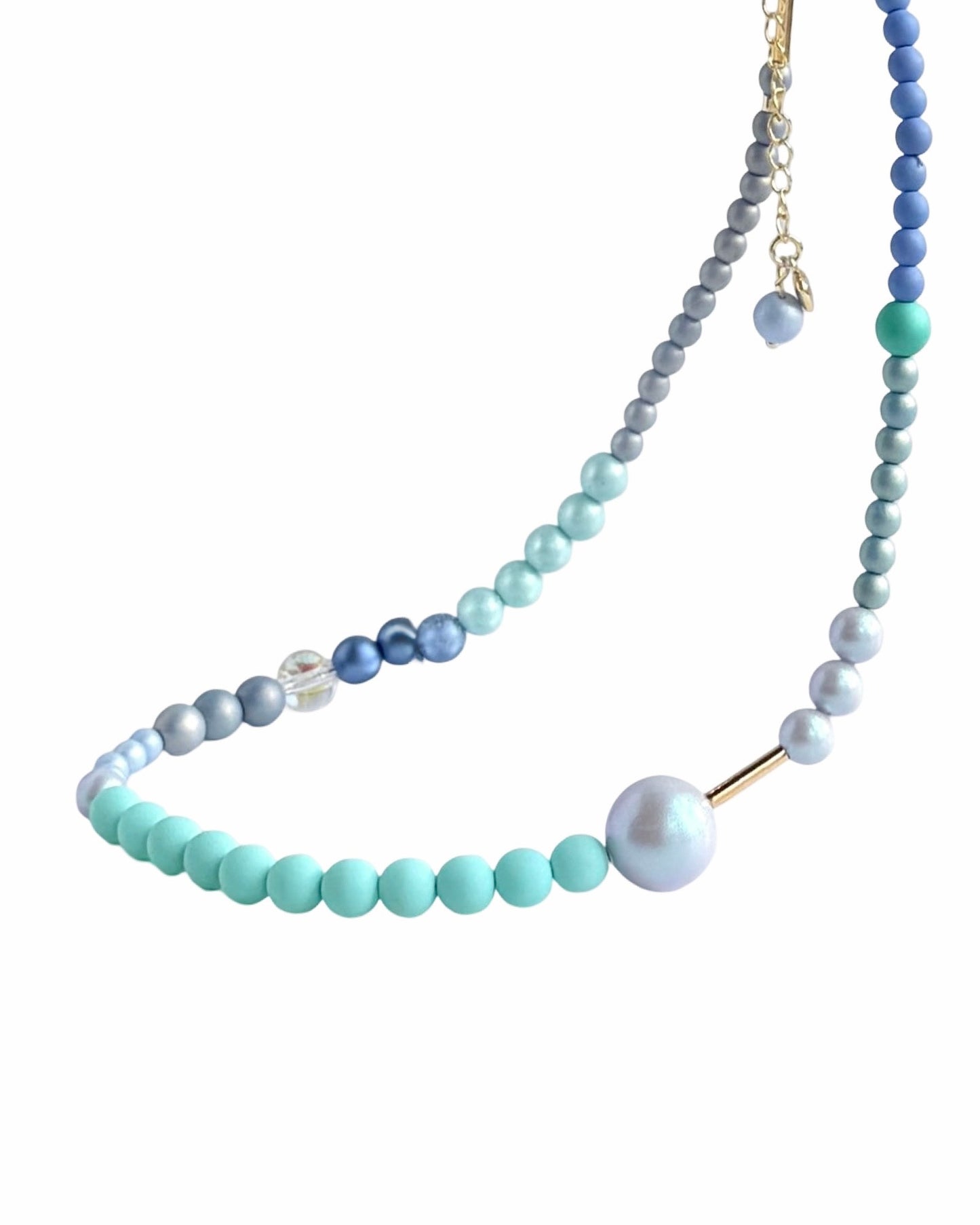 Rainbow princess true blue crystal beaded necklace