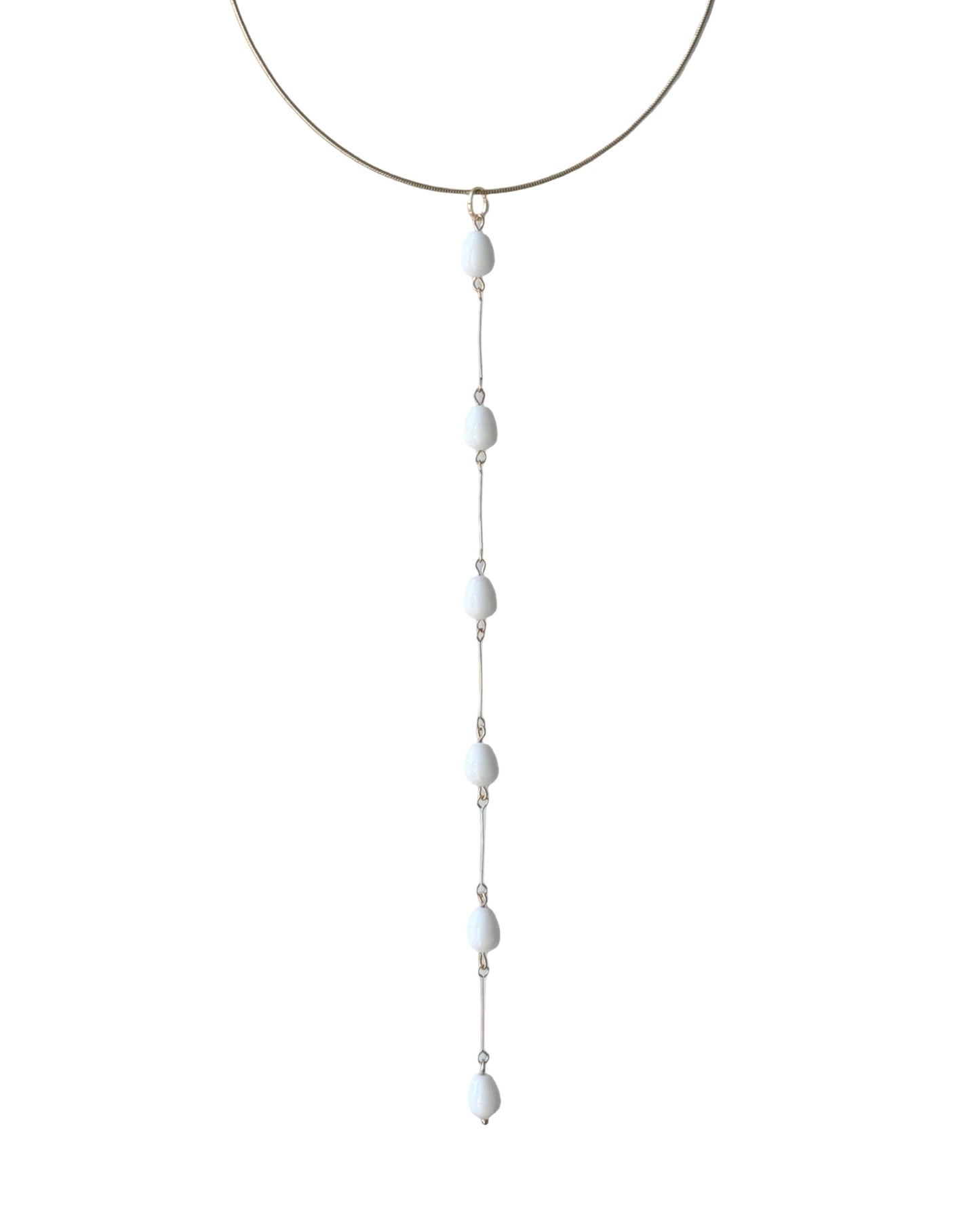 Sara 18k gold filled chocker long drop white crystal pendant