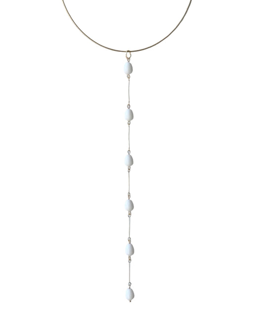 Sara 18k gold filled chocker long drop white crystal pendant