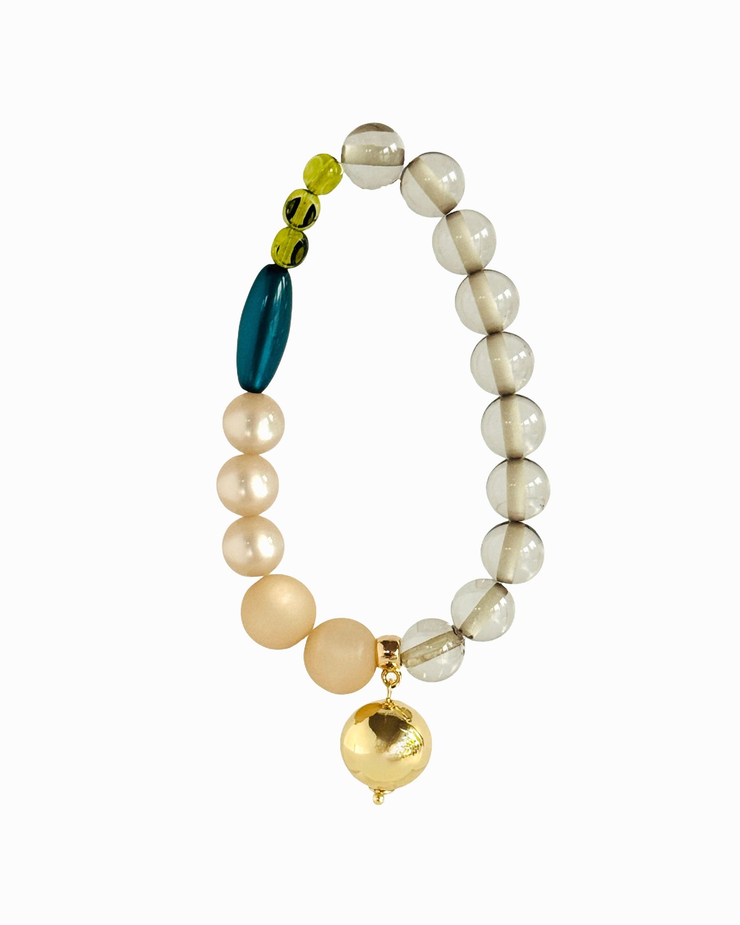 Prism princess vanilla cream crush bracelet m, gold drop charm