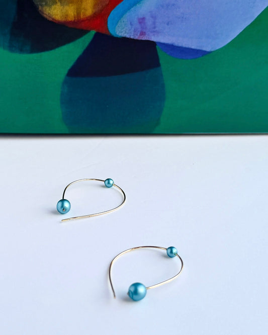 Dottie love gold filled petrol blue pearl earrings
