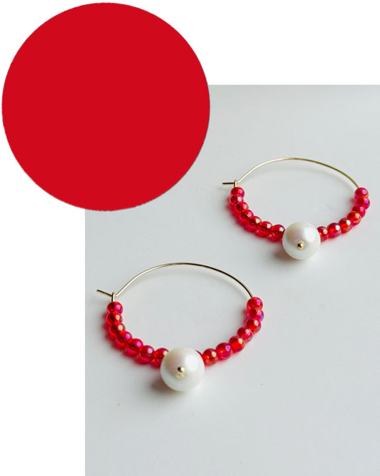 Colour pop crimson drop pearl hoops