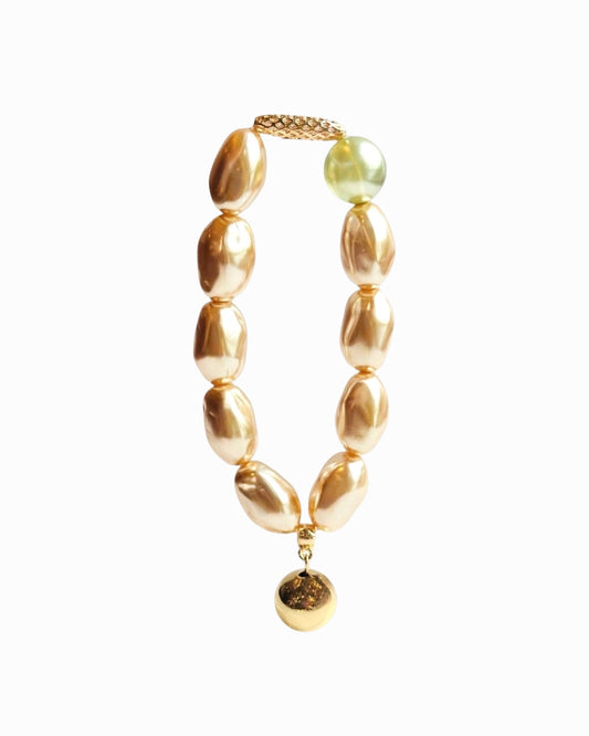 Bejewelled Juliette mint crystal soft cream Japanese vintage lucite beaded bracelet