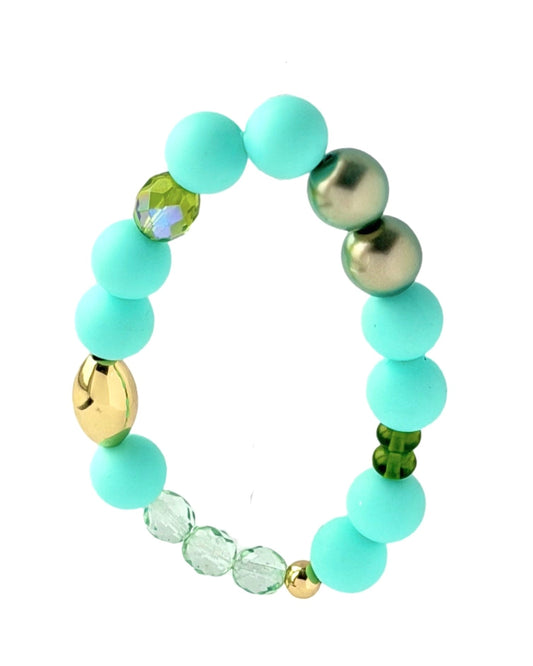 Honey Bunny Seafoam | Crystal, Gold & Silicone Bracelet
