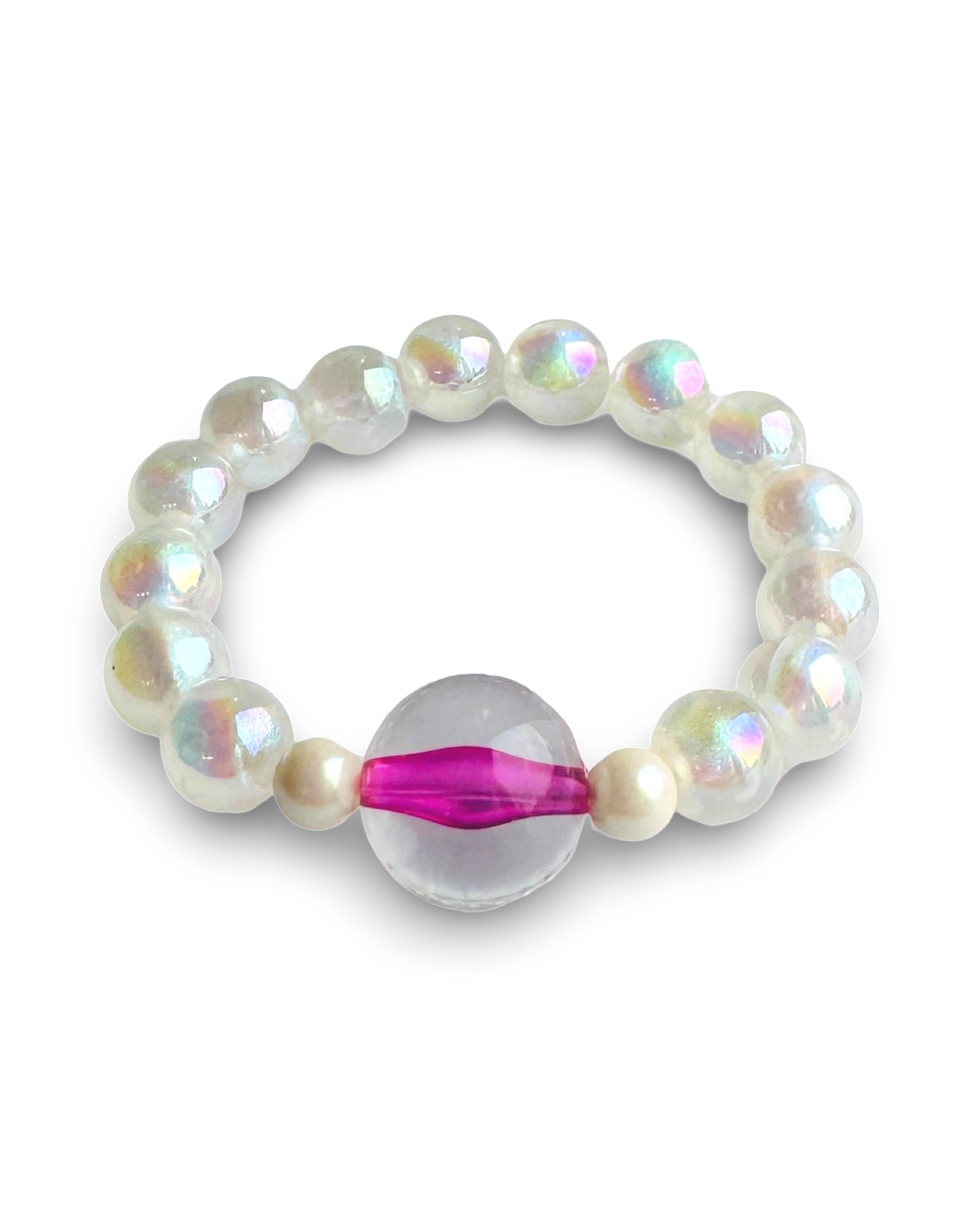 Marshmallow cloud pink + cream beaded bracelet