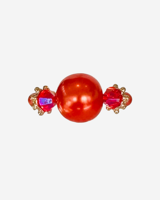 Fanta shine orange crystal pearl ring