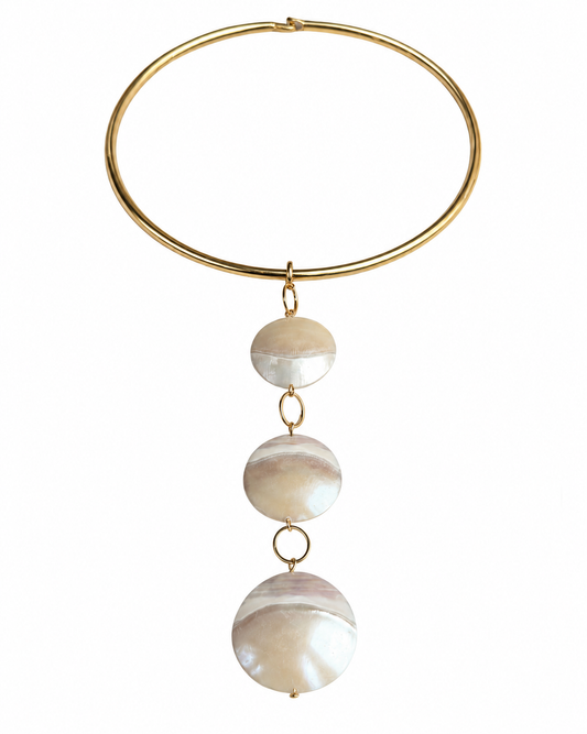 LOVE Beth Paloma 14K gold plated collar necklace with delicate vintage shell pearl drops.