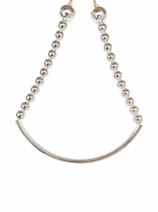 Paris multi wear silver plated beaded, silk chord necklace