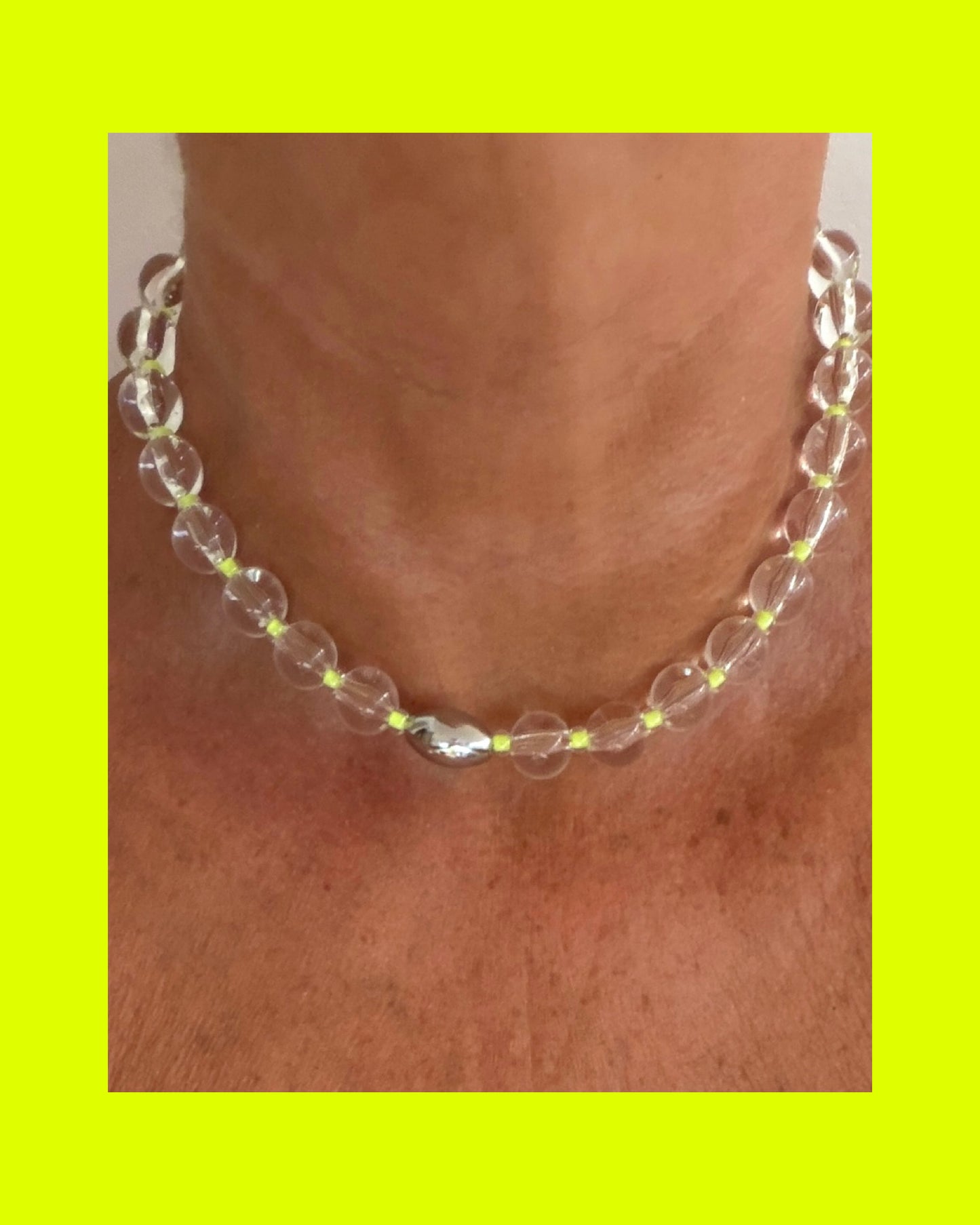 Lemon Pop Clear + Silver Choker