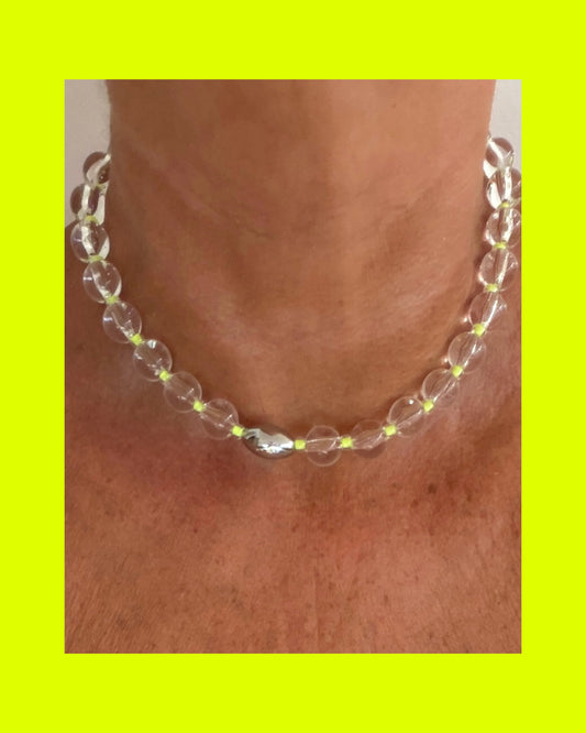 Lemon Pop Clear + Silver Choker