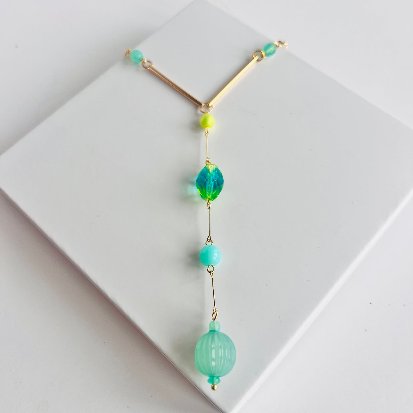 Tabatha Gold Necklace in Cornflower Blue