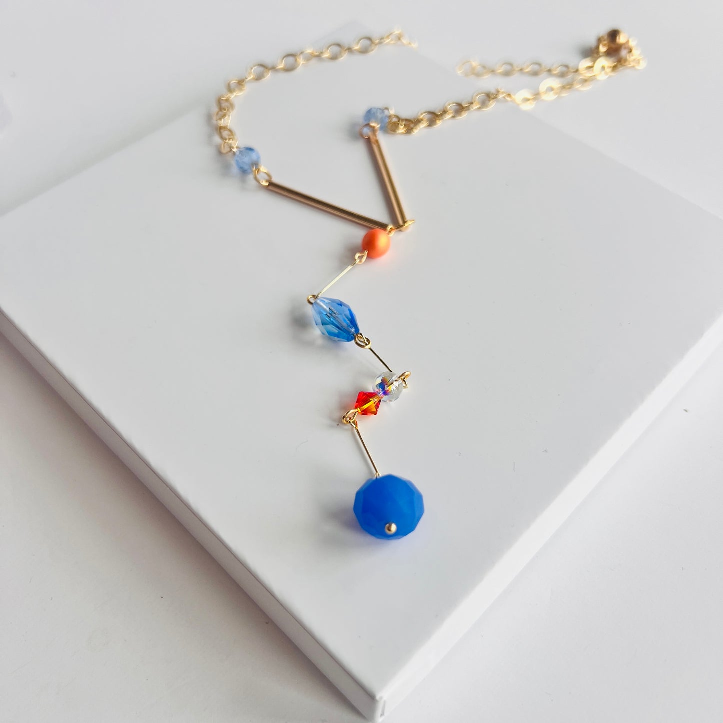 Tabatha Gold Necklace in Cornflower Blue