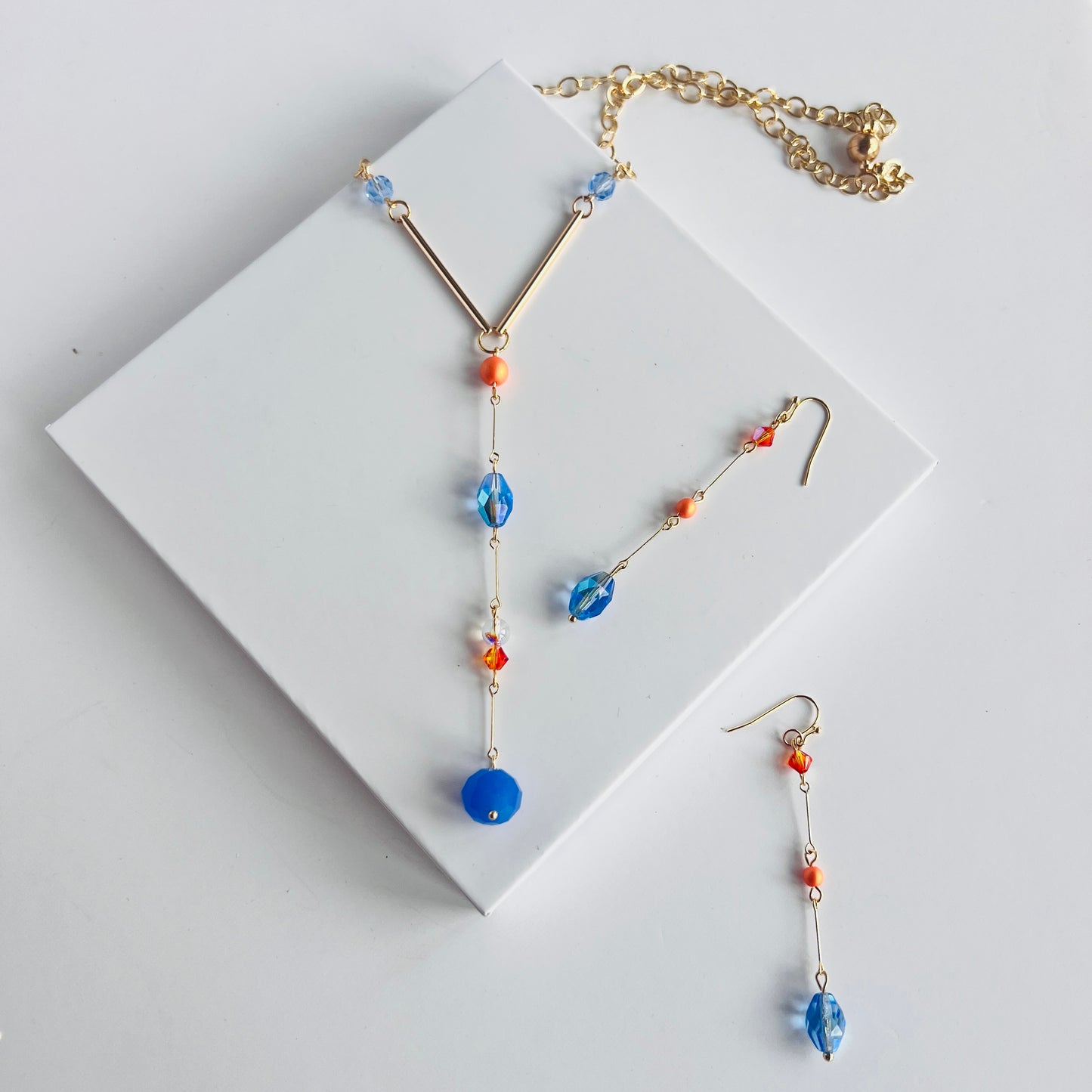 Tabatha Gold Necklace in Cornflower Blue