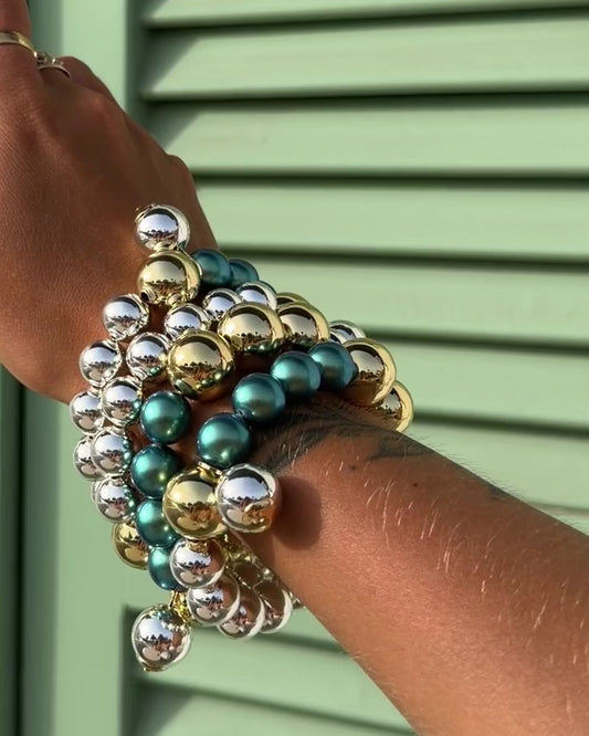 Snowdrop Deep Emerald Green Crystal Pearl Bracelet